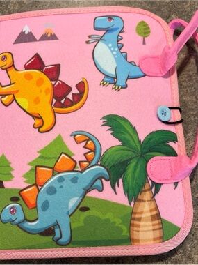 Toddler Pink Dinosaur ActivityTravel Montessori Book with Bag